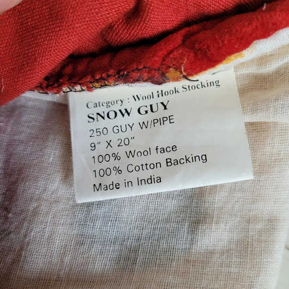 Vintage Wool Christmas Stockings Santa Snowman Yarn Needlework Made in India ×2 - Picture 5 of 6